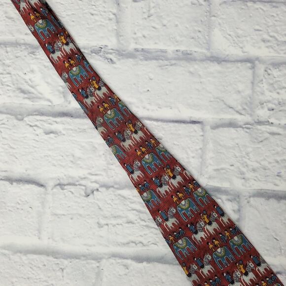 Dunhill Silk Primitive Horse & Elephant Print Tie - Picture 12 of 14